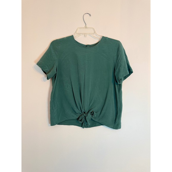 Madewell Tops - Madewell Silk Button Back Tie Tee in Green Size Medium Blouse